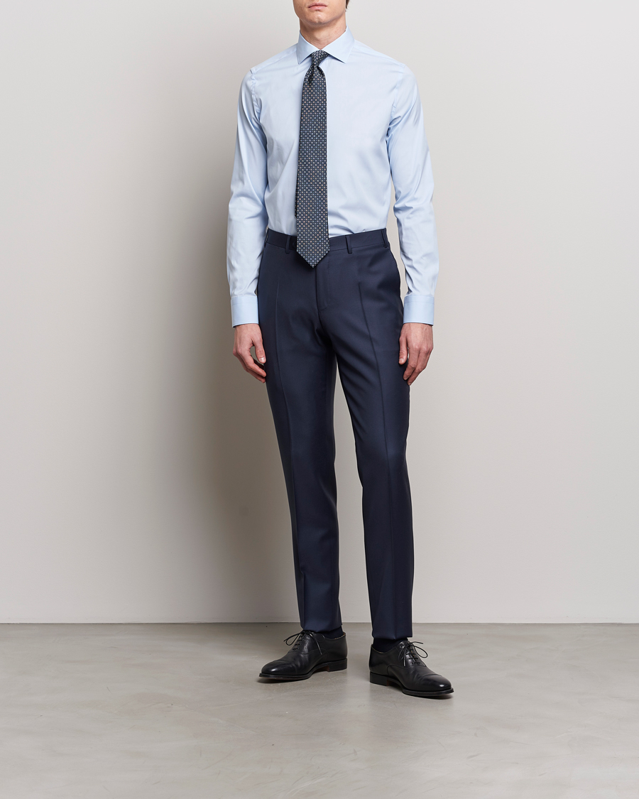 Herre | Canali | Canali | Slim Fit Cotton/Stretch Shirt Light Blue