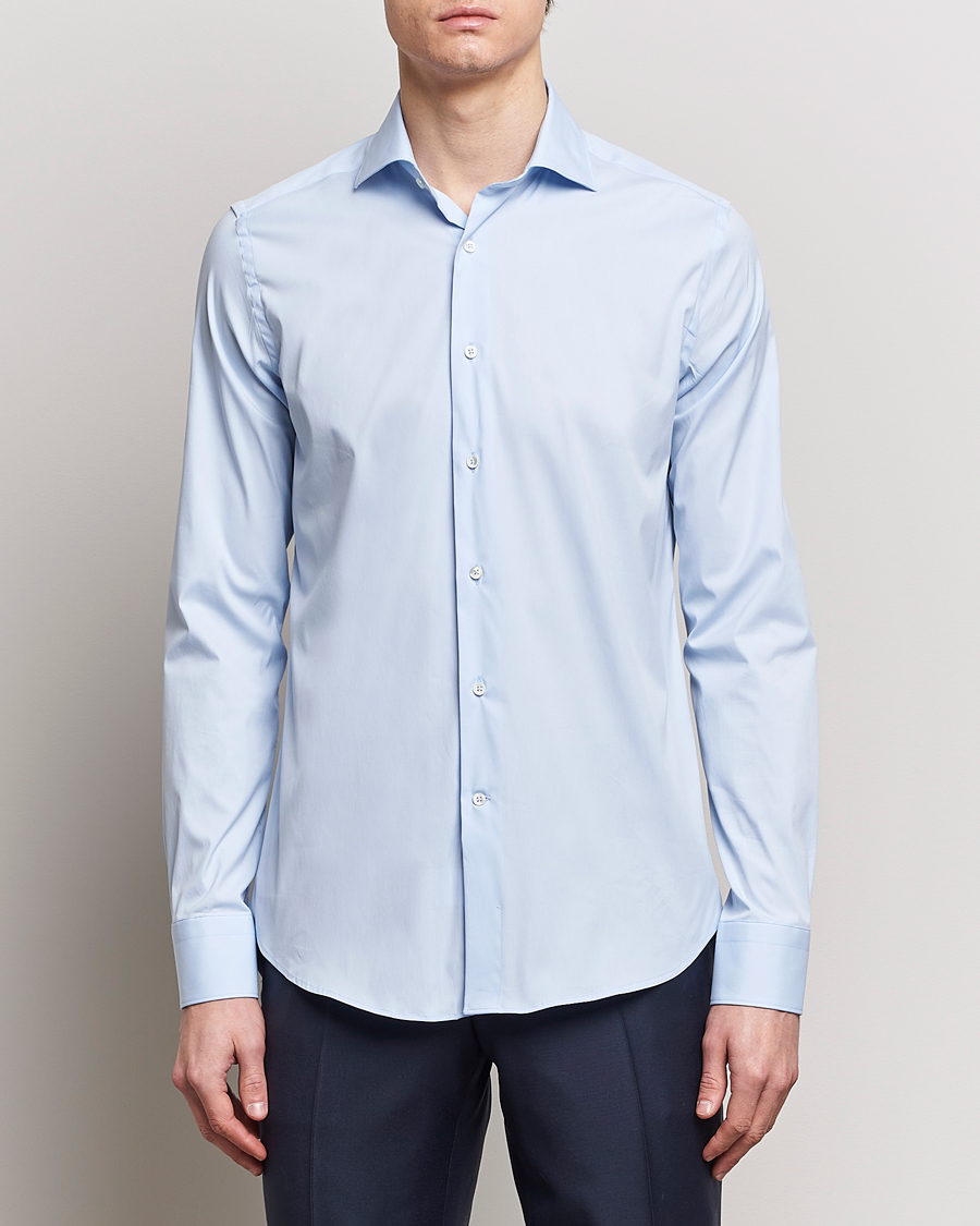 Herre | Canali | Canali | Slim Fit Cotton/Stretch Shirt Light Blue