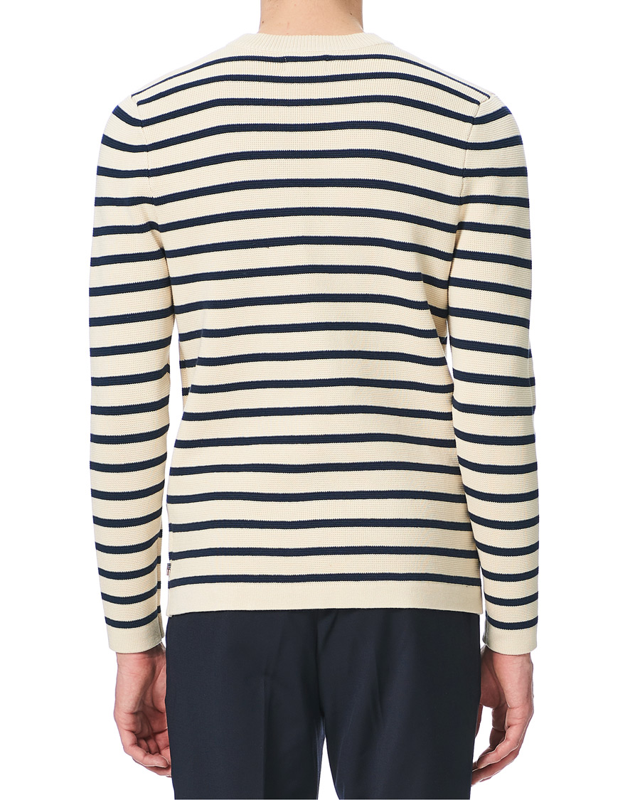Herre | Trøjer | Lexington | Martin Full Milano Striped Sweater White/Blue