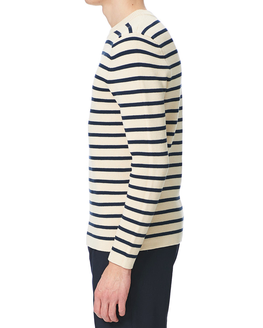 Herre | Trøjer | Lexington | Martin Full Milano Striped Sweater White/Blue