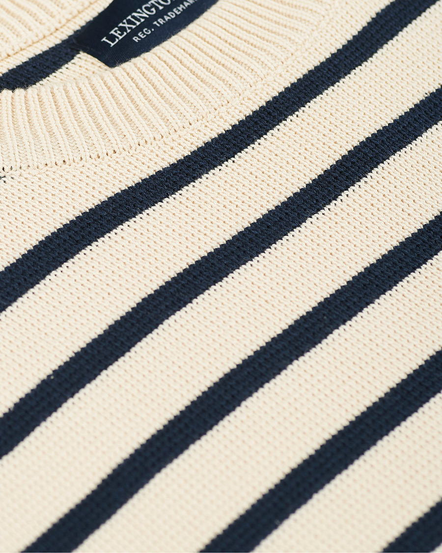 Herre | Trøjer | Lexington | Martin Full Milano Striped Sweater White/Blue