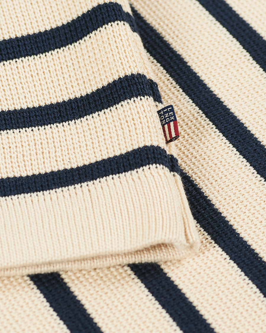 Herre | Trøjer | Lexington | Martin Full Milano Striped Sweater White/Blue