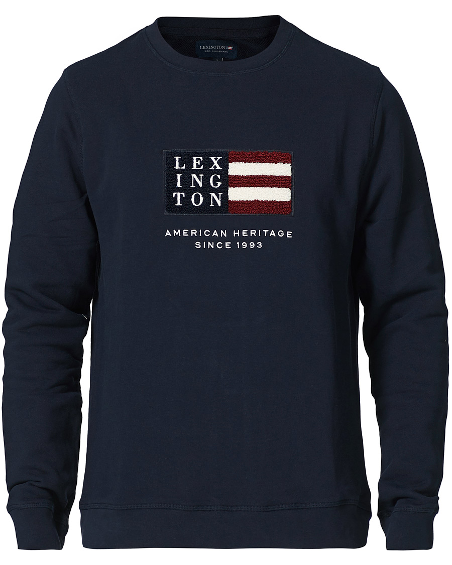 Herre | Trøjer | Lexington | Barry Cotton Flag Sweatshirt Dark Blue