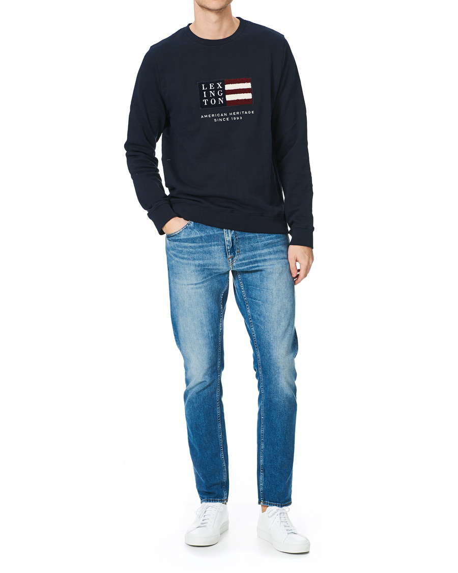 Herre | Trøjer | Lexington | Barry Cotton Flag Sweatshirt Dark Blue