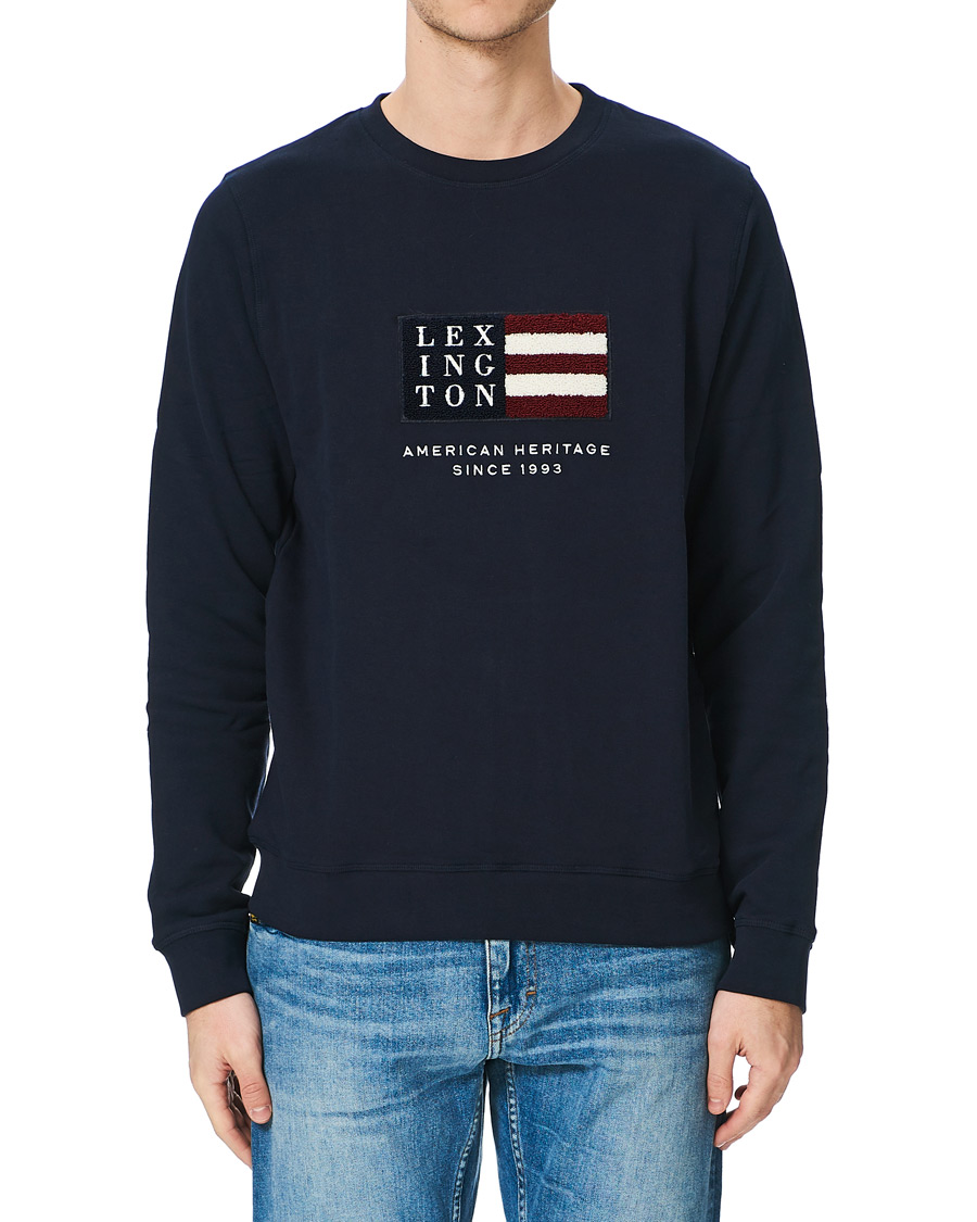 Herre | Trøjer | Lexington | Barry Cotton Flag Sweatshirt Dark Blue