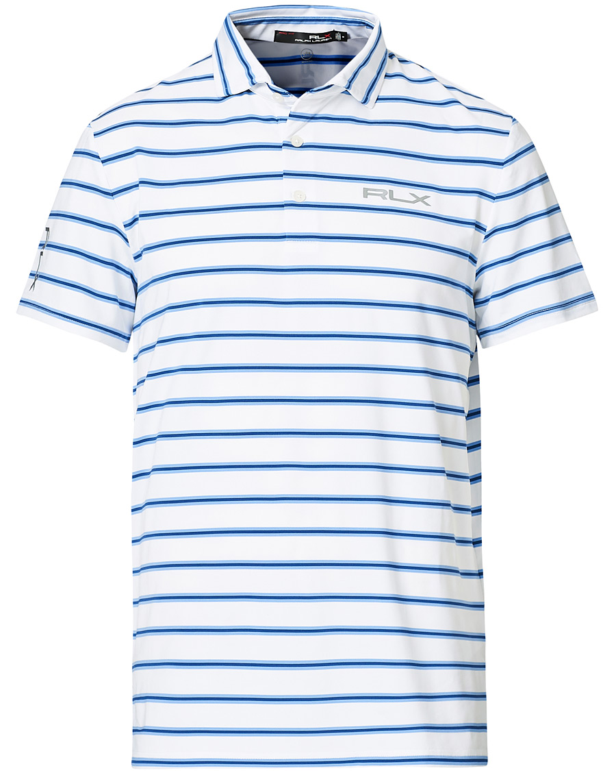 Herre | Polotrøjer | RLX Ralph Lauren | Airflow Stripe Polo Pure White/Blue