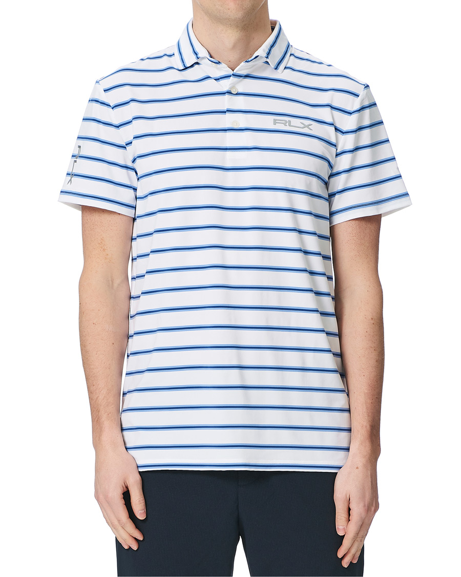Herre | Polotrøjer | RLX Ralph Lauren | Airflow Stripe Polo Pure White/Blue