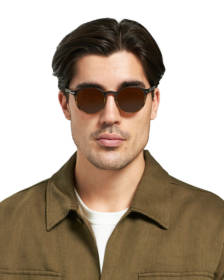 Herre | Persol PO3171S Sunglasses Striped Brown | Persol | PO3171S Sunglasses Striped Brown