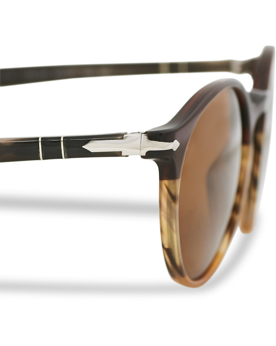 Herre | Persol PO3171S Sunglasses Striped Brown | Persol | PO3171S Sunglasses Striped Brown