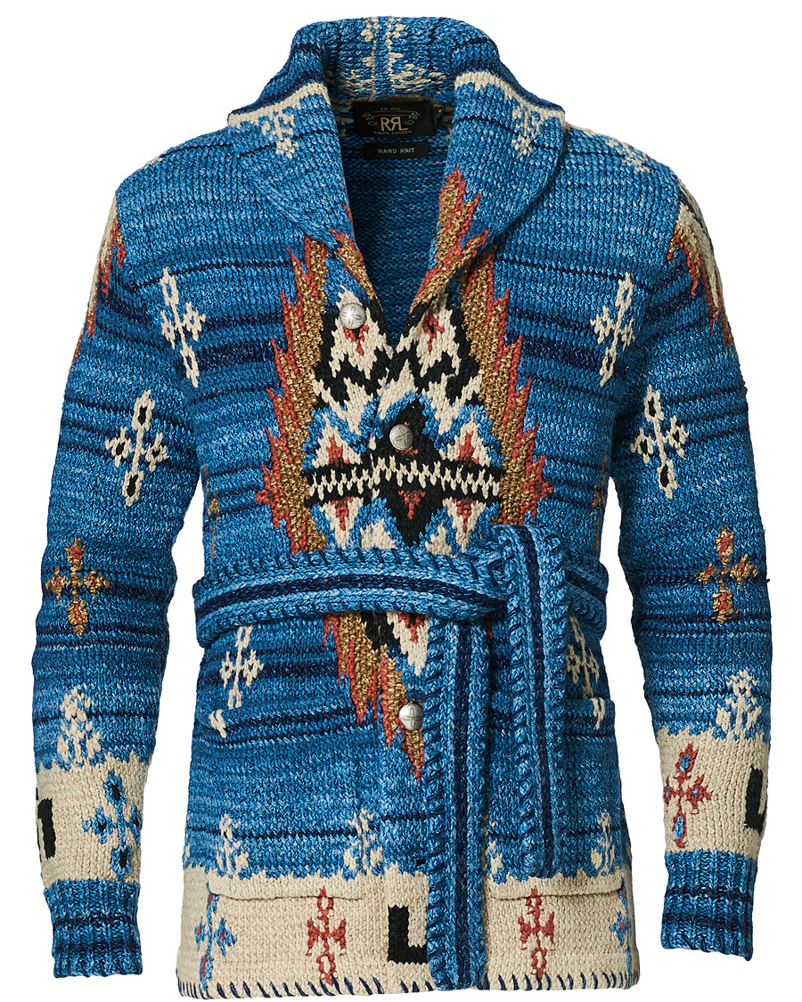 Herre | Trøjer | RRL | Ranch Belted Shawl Cardigan Indigo/Cream