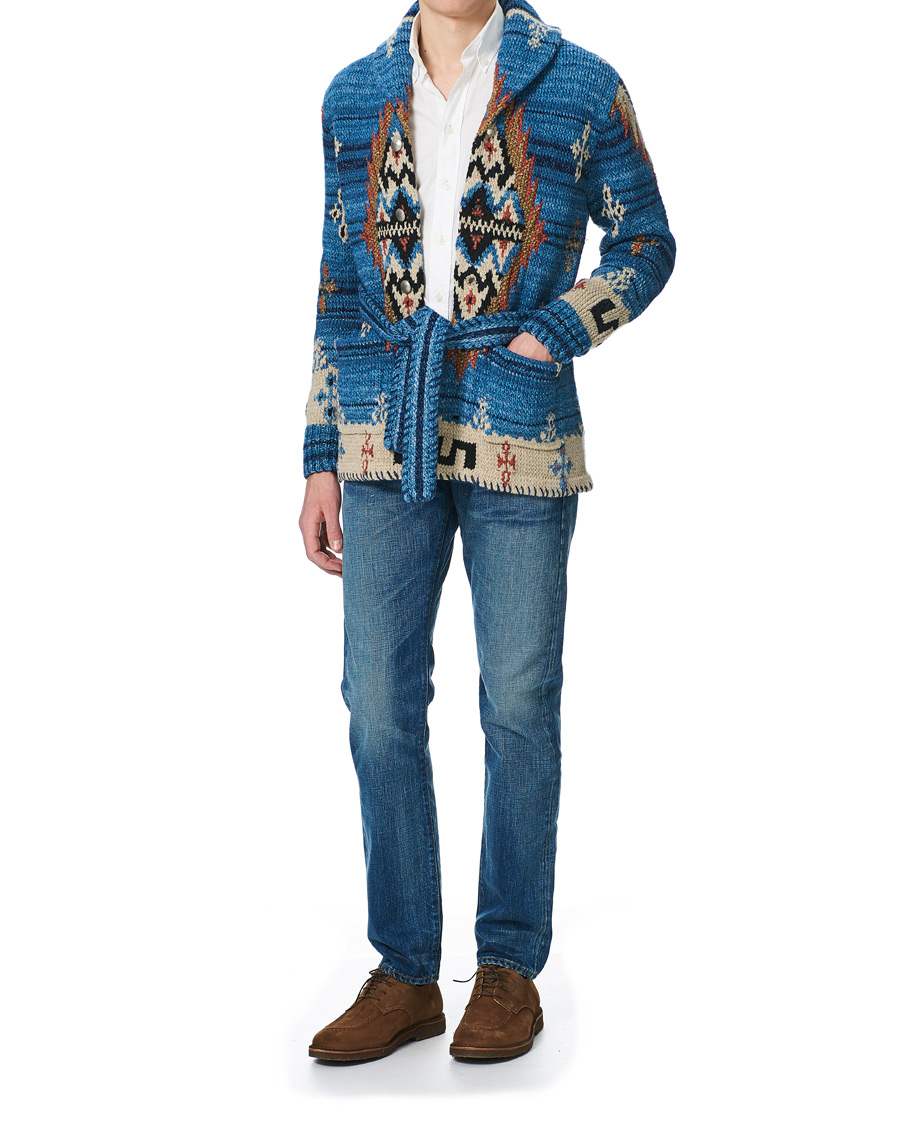 Herre | Trøjer | RRL | Ranch Belted Shawl Cardigan Indigo/Cream