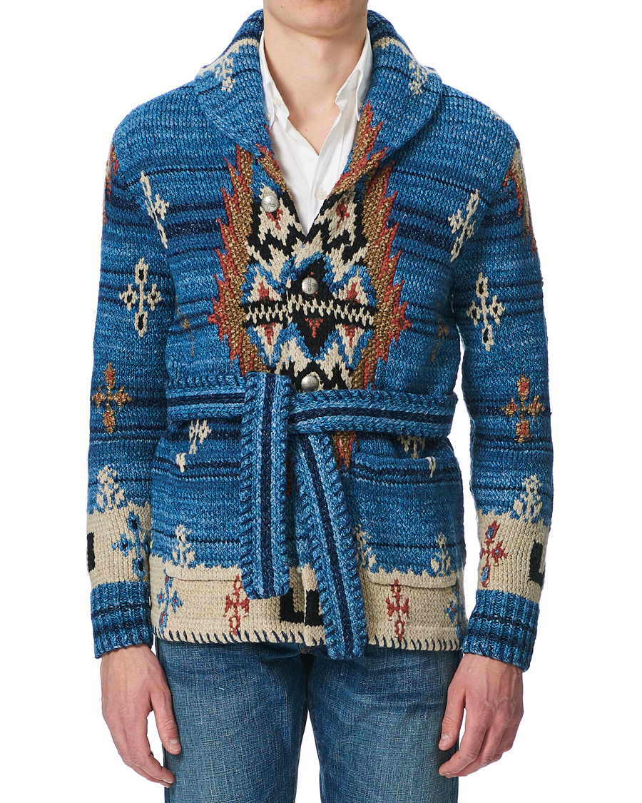 Herre | Trøjer | RRL | Ranch Belted Shawl Cardigan Indigo/Cream