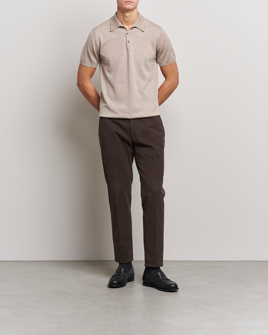 Herre | Tøj | Morris Heritage | Short Sleeve Knitted Polo Shirt Khaki