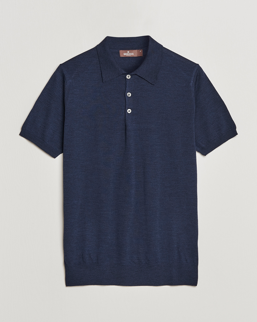 Herre | Polotrøjer | Morris Heritage | Short Sleeve Knitted Polo Shirt Navy