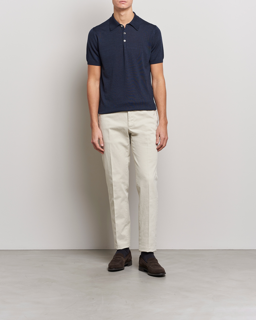 Herre | Polotrøjer | Morris Heritage | Short Sleeve Knitted Polo Shirt Navy