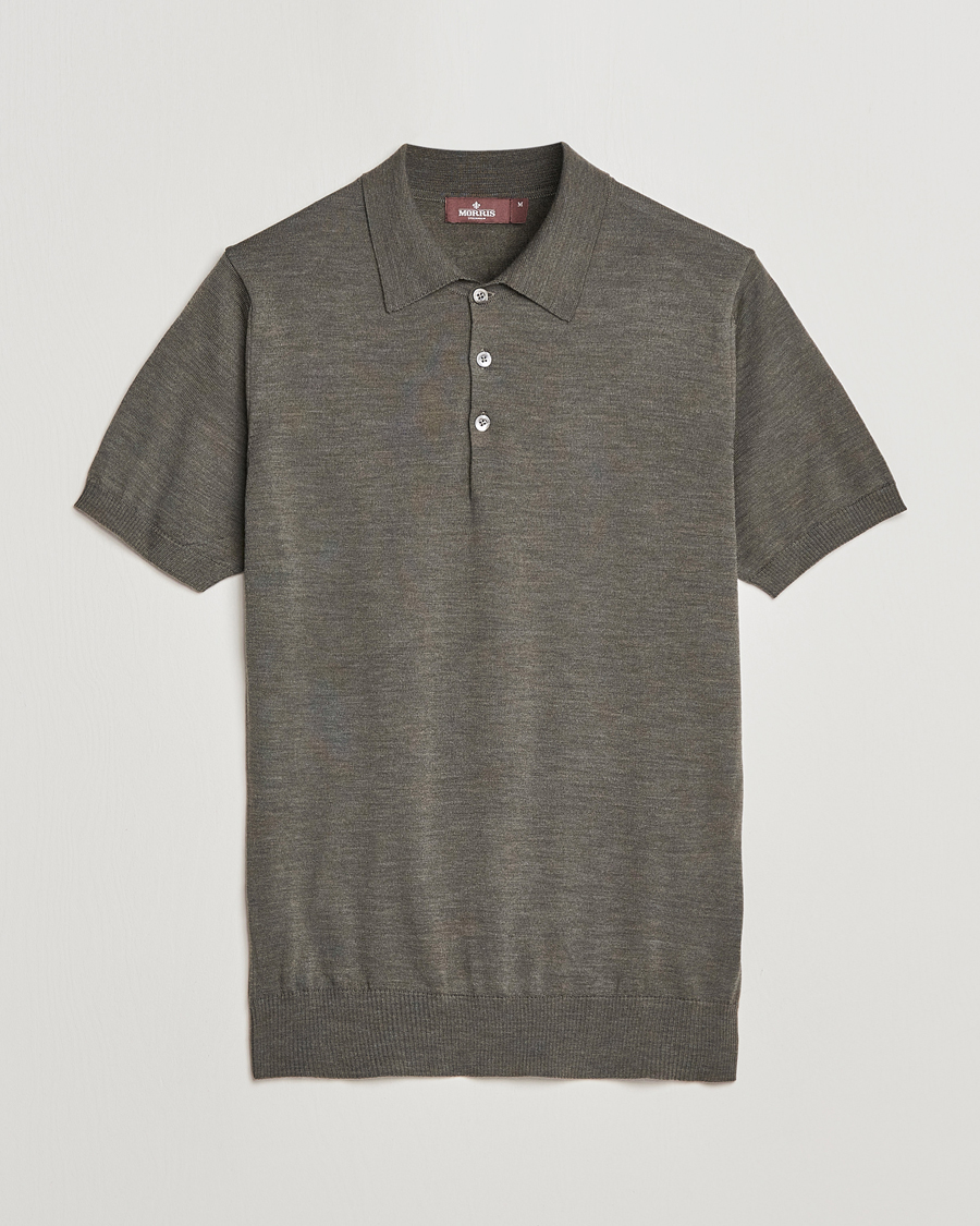 Herre | Polotrøjer | Morris Heritage | Short Sleeve Knitted Polo Shirt Olive Green