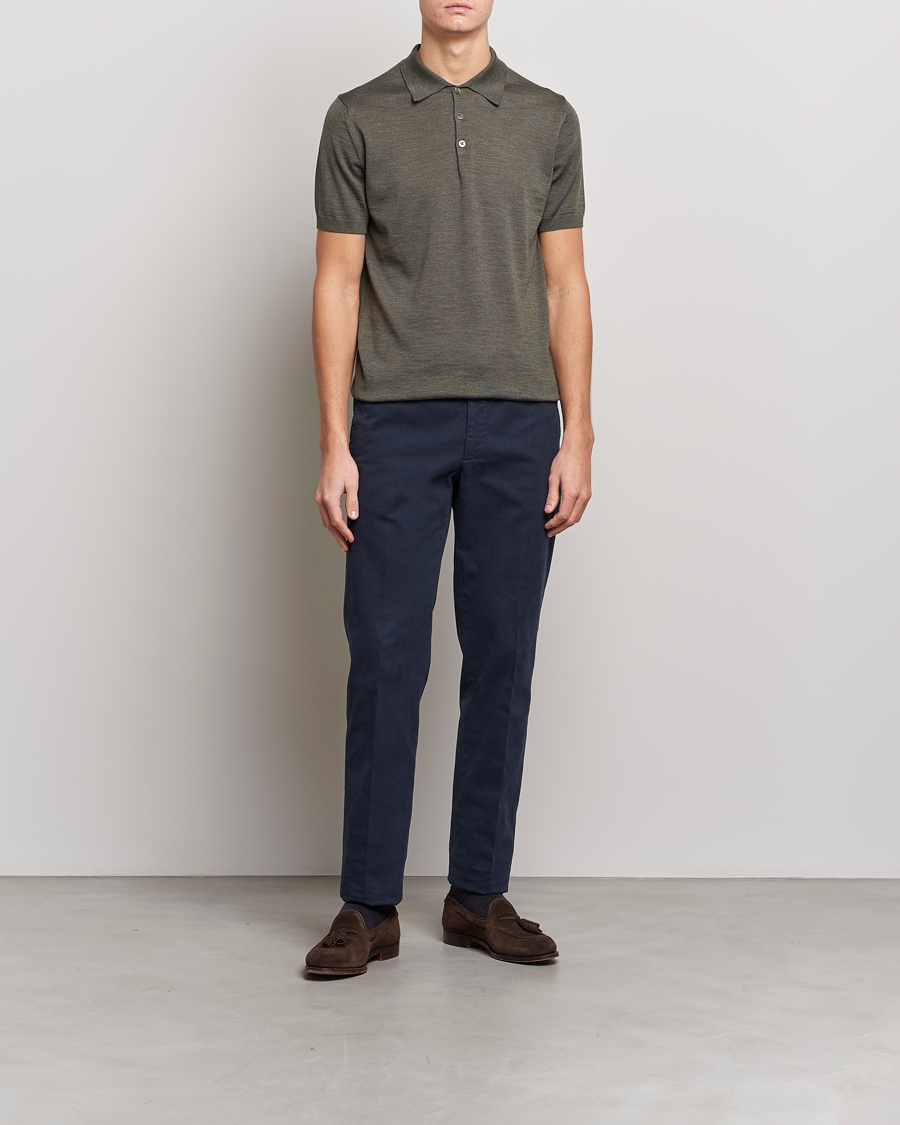 Herre | Polotrøjer | Morris Heritage | Short Sleeve Knitted Polo Shirt Olive Green