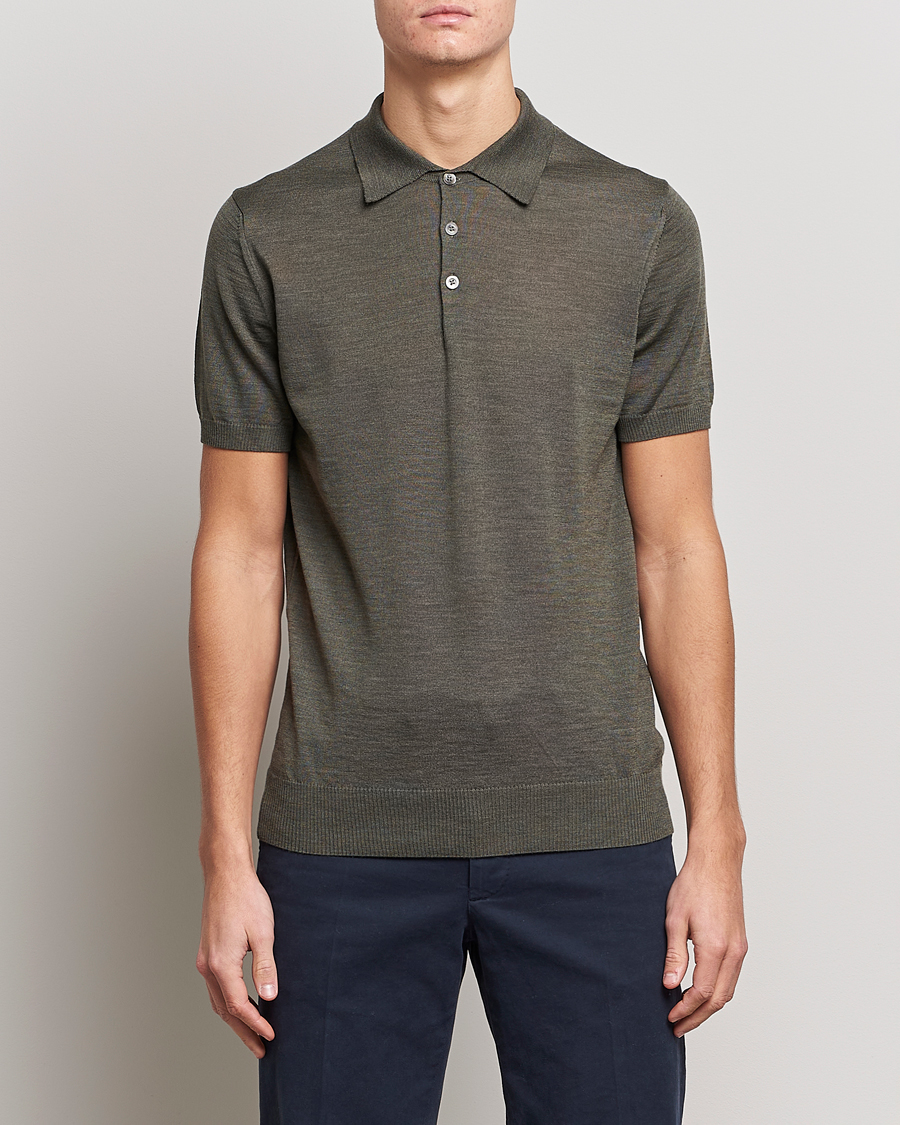 Herre | Polotrøjer | Morris Heritage | Short Sleeve Knitted Polo Shirt Olive Green