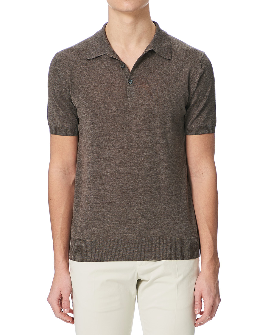 Herre | Polotrøjer | Morris Heritage | Short Sleeve Knitted Polo Shirt Brown