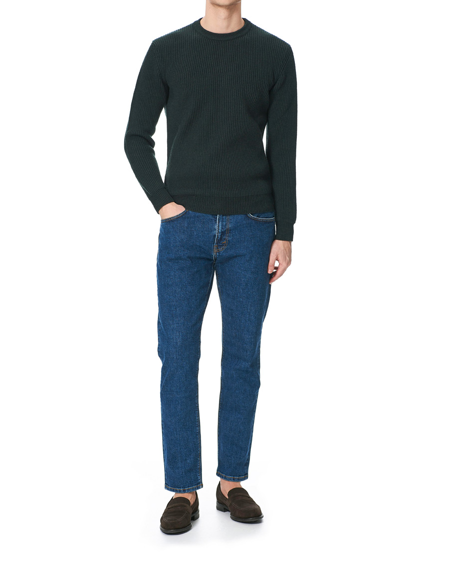 Herre | Trøjer | Altea | Rib Stitch Crew Neck Dark Green