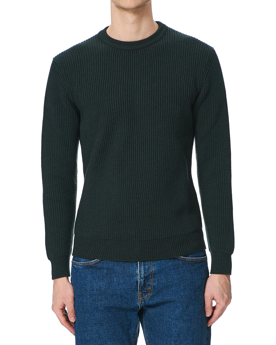 Herre | Trøjer | Altea | Rib Stitch Crew Neck Dark Green