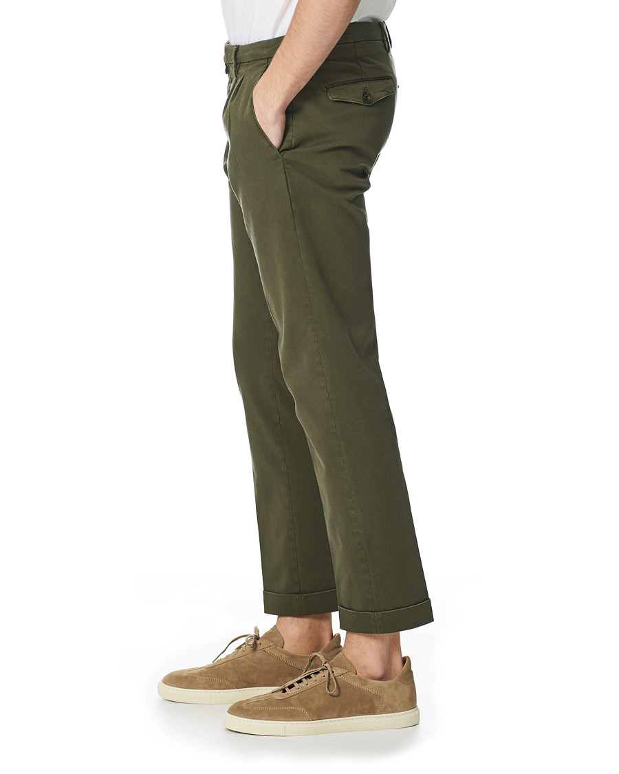 Herre | Bukser | Briglia 1949 | Easy Fit Pleated Cotton Chinos Olive