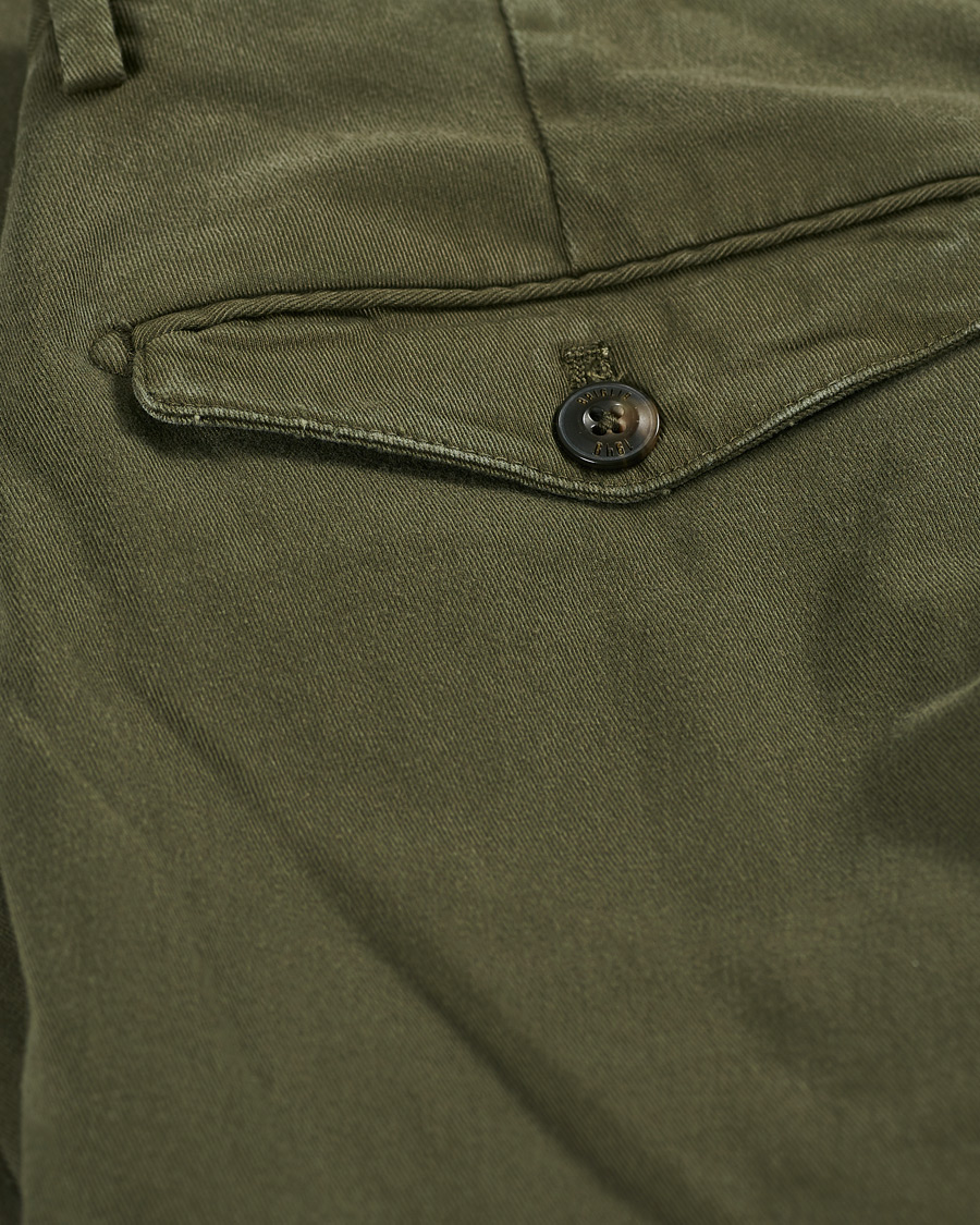Herre | Bukser | Briglia 1949 | Easy Fit Pleated Cotton Chinos Olive