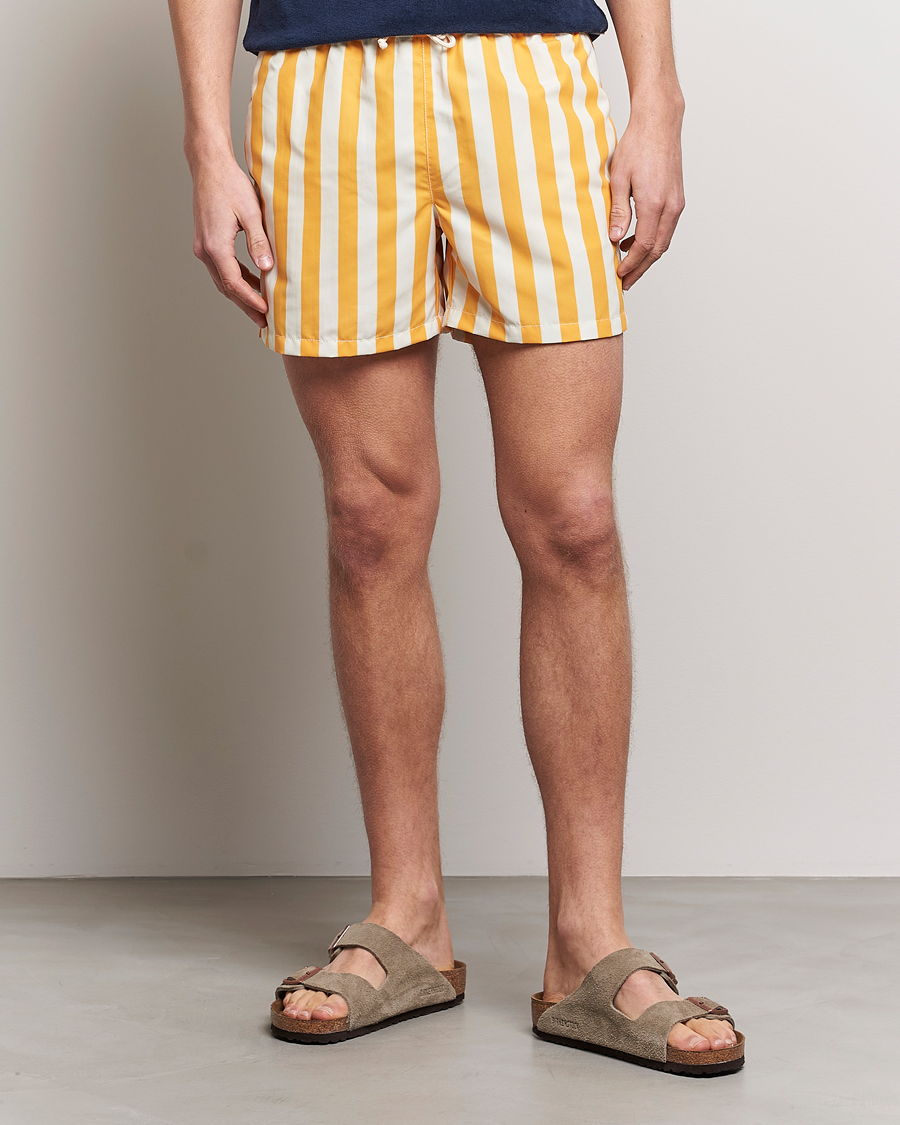 Herre | Badebukser med snøre | Ripa Ripa | Paraggi Striped Swimshorts Yellow/White