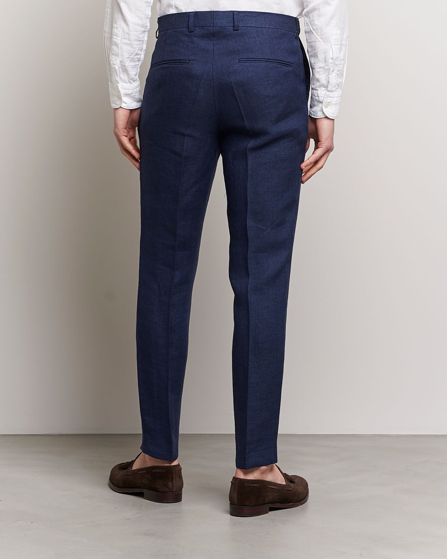 Herre | Bukser | Oscar Jacobson | Denz Linen Trousers Navy