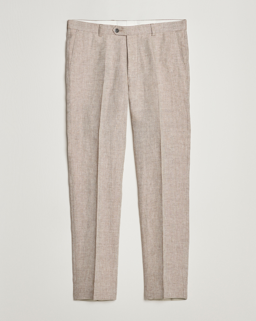 Herre | Bukser | Oscar Jacobson | Denz Linen Trousers Beige