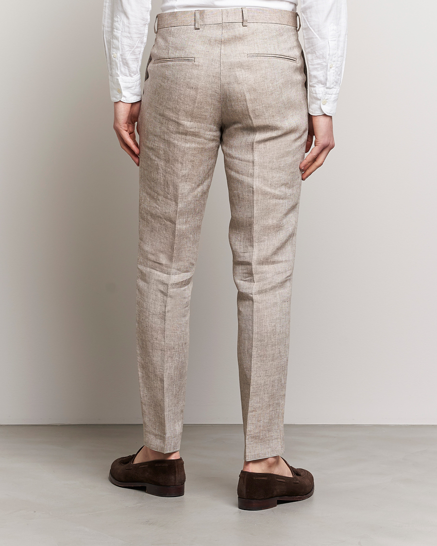 Herre | Bukser | Oscar Jacobson | Denz Linen Trousers Beige