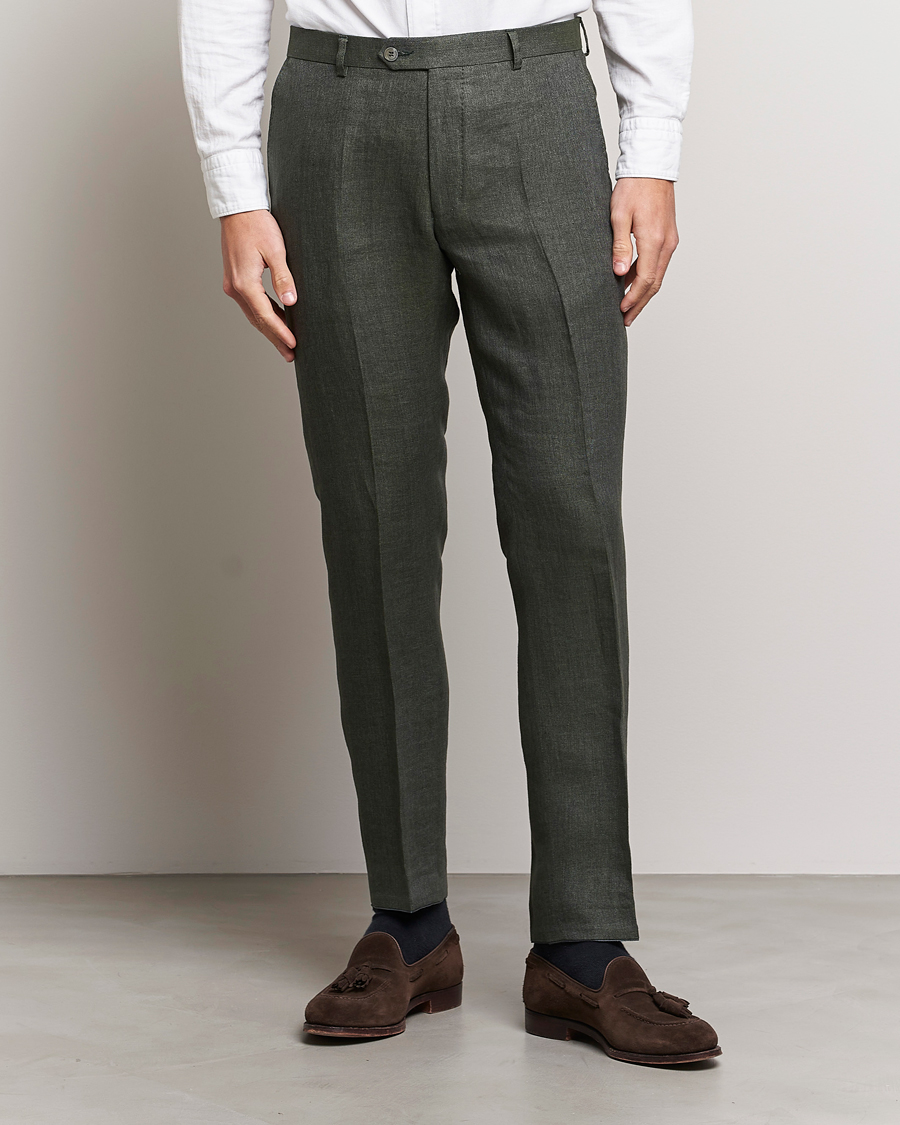 Herre | The linen lifestyle | Oscar Jacobson | Denz Linen Trousers Green