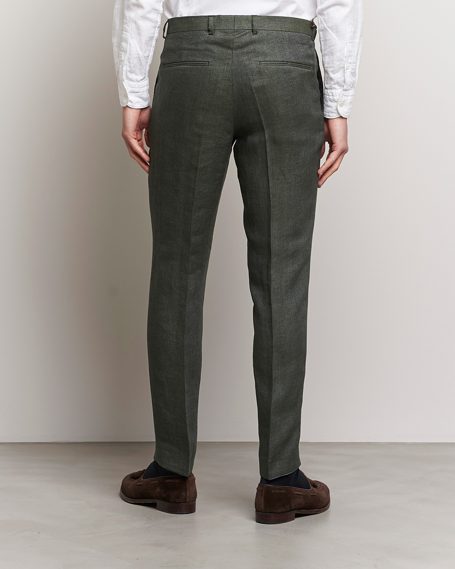 Herre | Bukser | Oscar Jacobson | Denz Linen Trousers Green