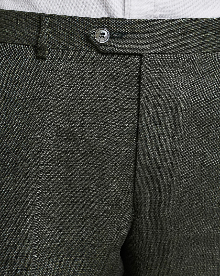 Herre | Bukser | Oscar Jacobson | Denz Linen Trousers Green