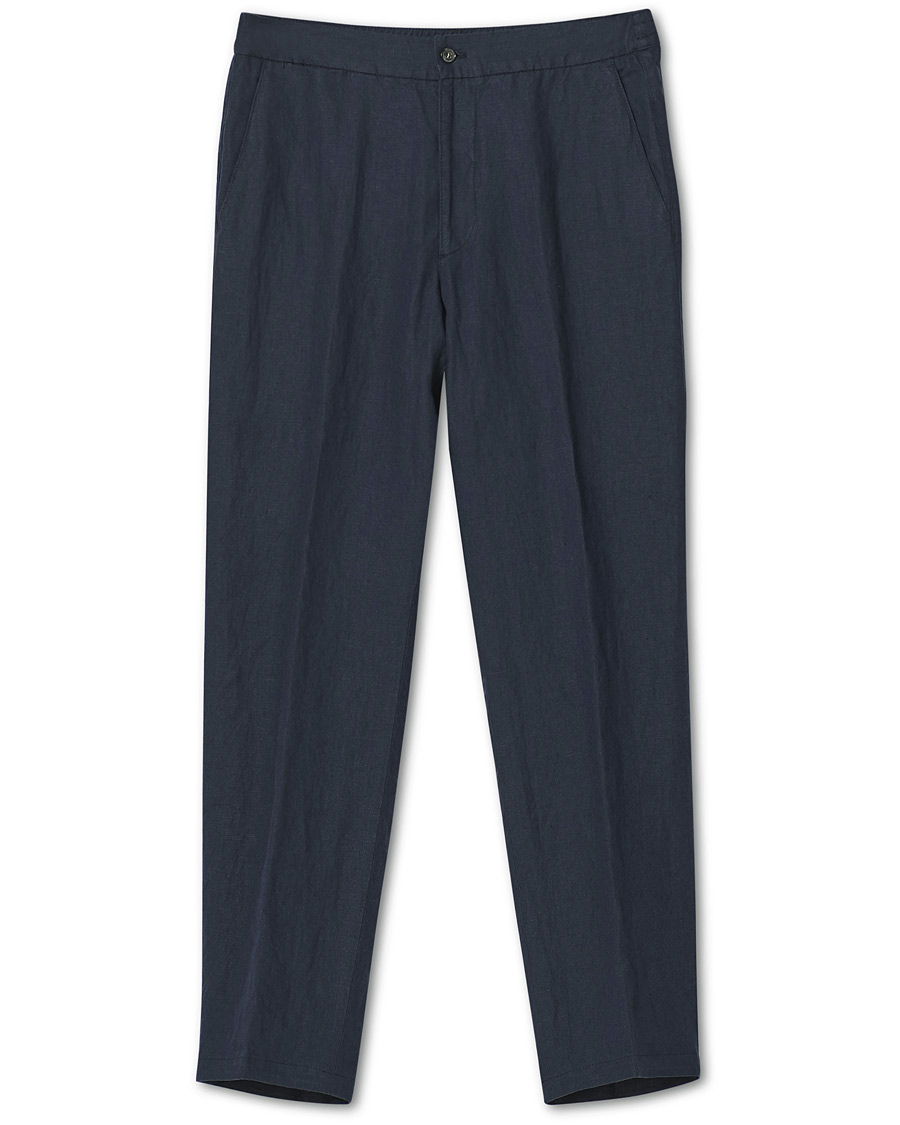 Herre | Bukser | Oscar Jacobson | Nicola Linen Trousers Navy