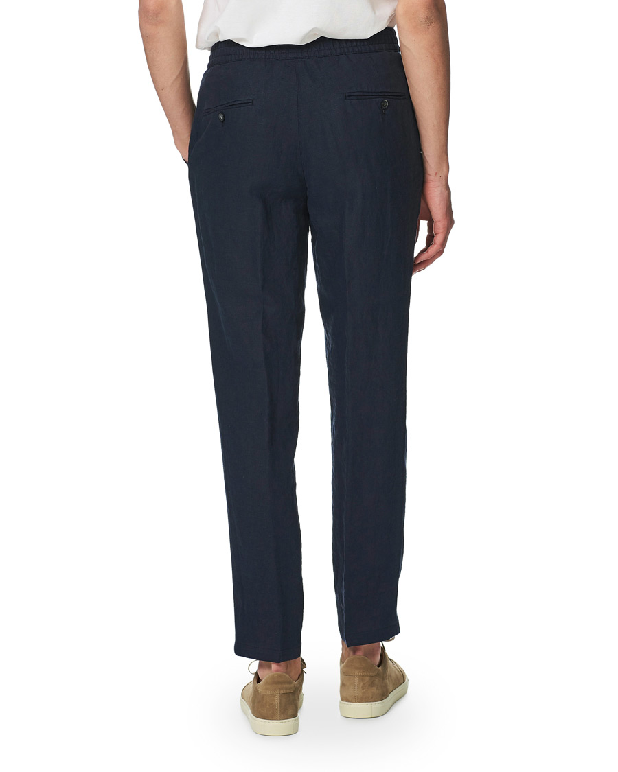 Herre | Bukser | Oscar Jacobson | Nicola Linen Trousers Navy