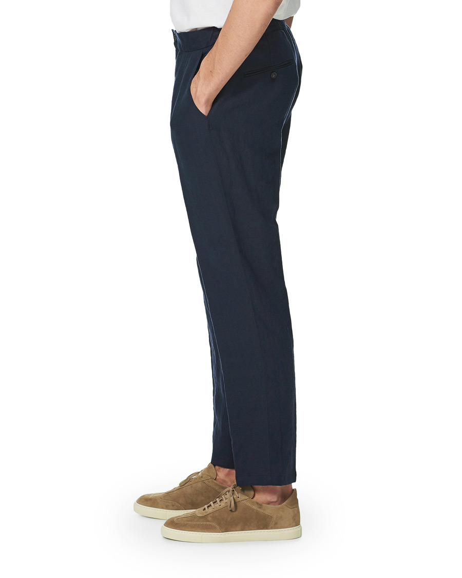 Herre | Bukser | Oscar Jacobson | Nicola Linen Trousers Navy