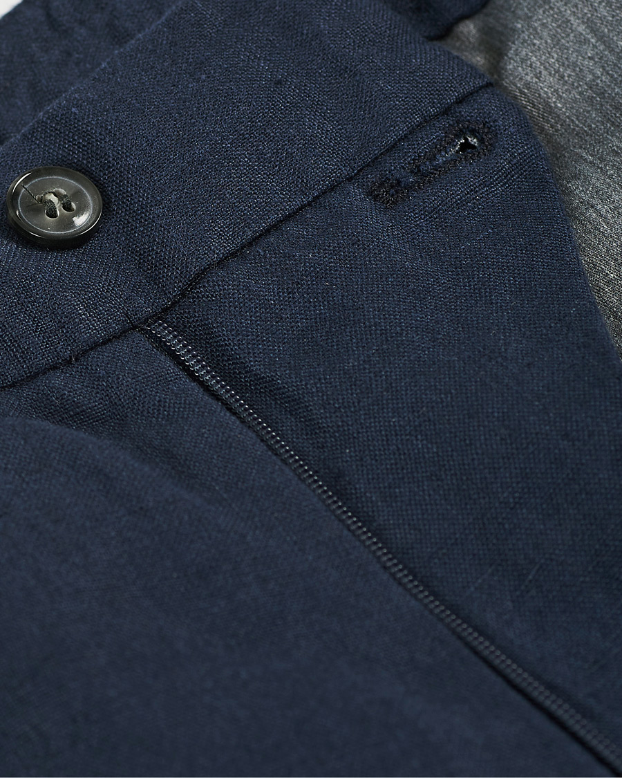 Herre | Bukser | Oscar Jacobson | Nicola Linen Trousers Navy