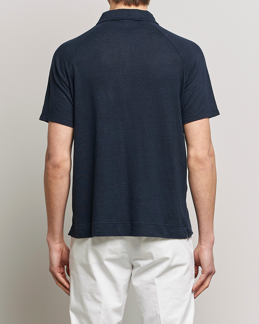 Herre | Polotrøjer | Oscar Jacobson | Albin Short Sleeve Linen Polo Navy
