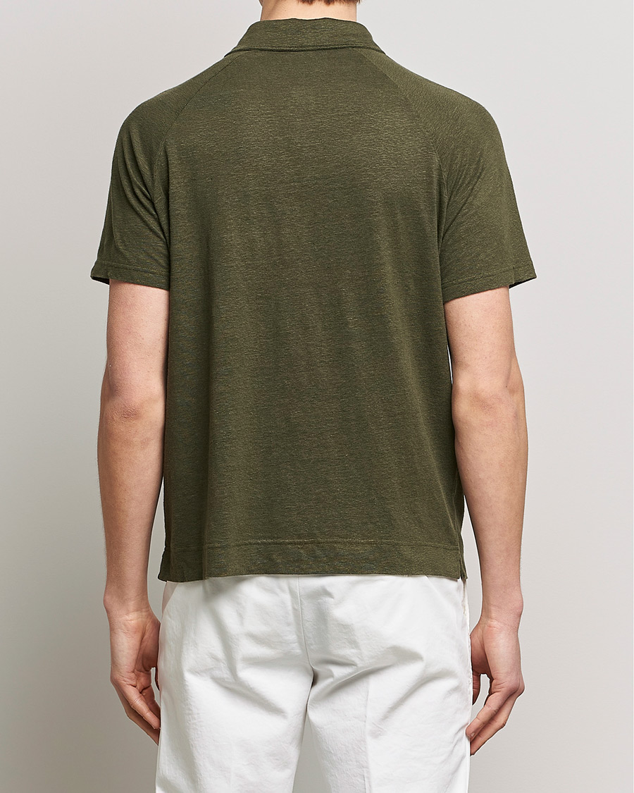 Herre | Polotrøjer | Oscar Jacobson | Albin Short Sleeve Linen Polo Olive