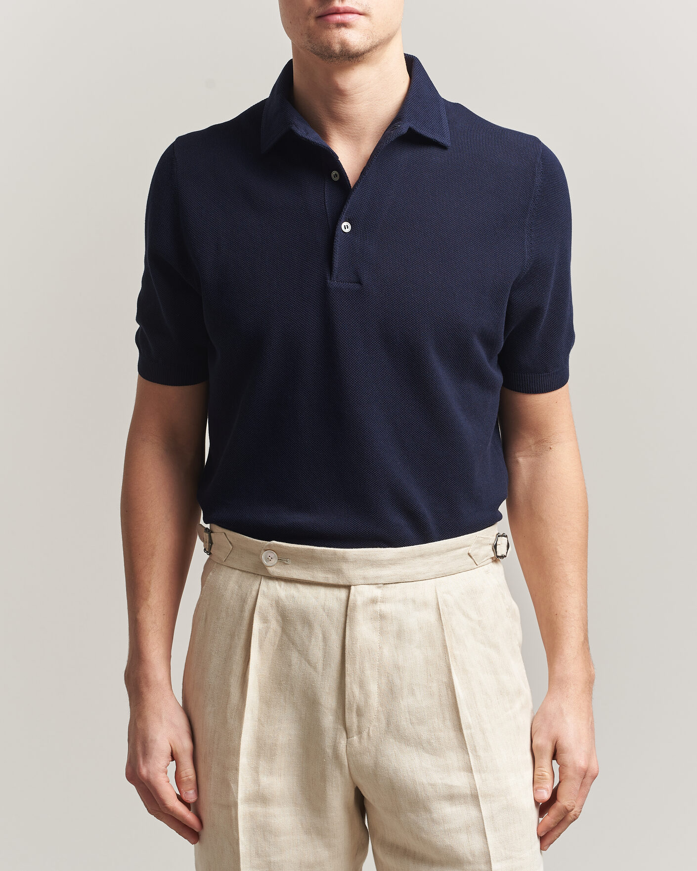 Herre | Polotrøjer | Gran Sasso | Structured Cotton Polo Navy