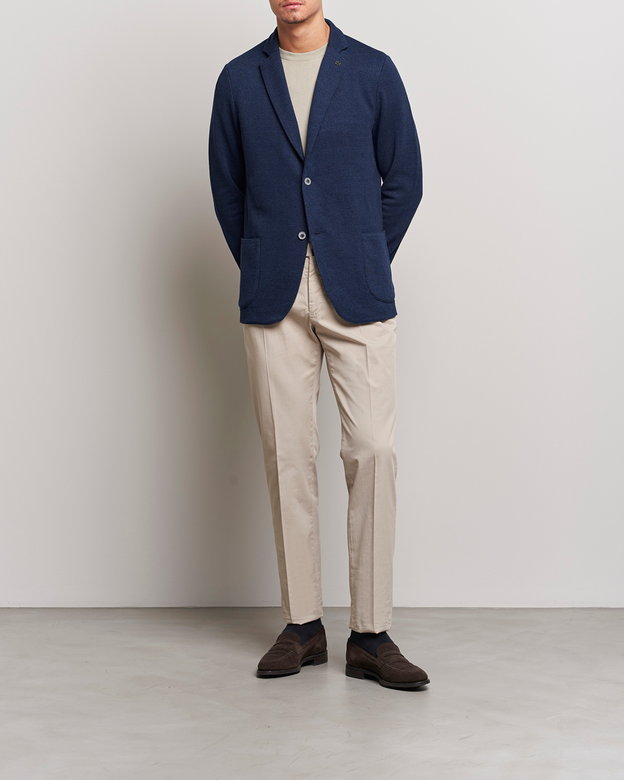 Herre | Blazere & jakker | Gran Sasso | Structured Cotton/Linen Blazer Navy