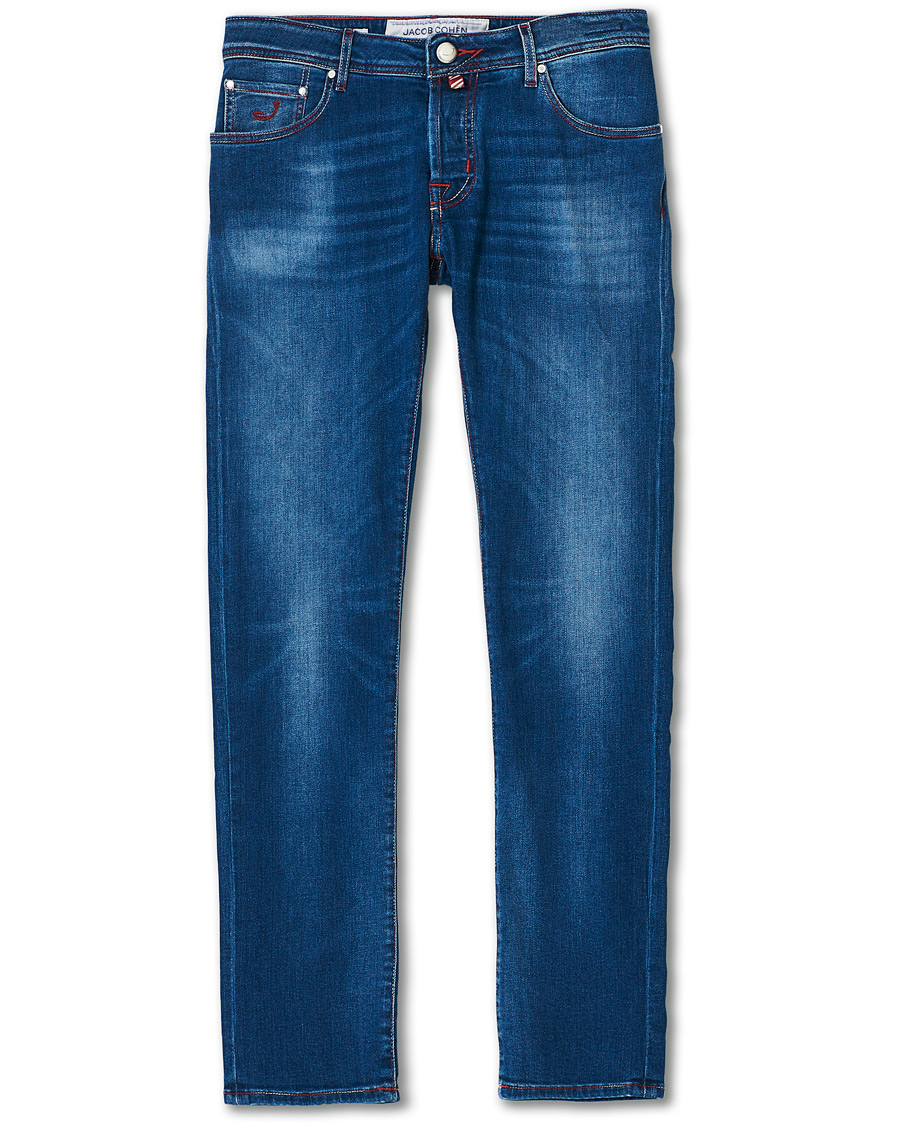 Herre | Jeans | Jacob Cohën | 622 Slim Fit Contrast Stiching Jeans Mid Blue