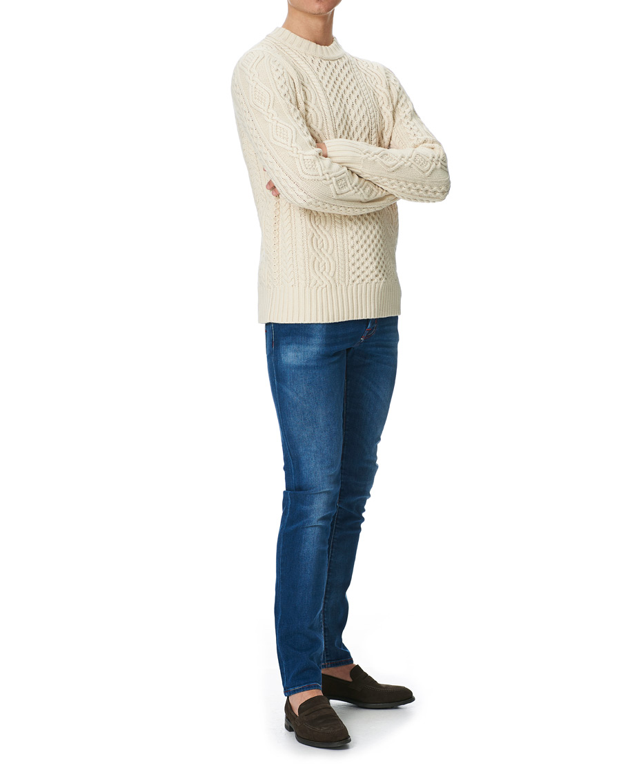 Herre | Jeans | Jacob Cohën | 622 Slim Fit Contrast Stiching Jeans Mid Blue