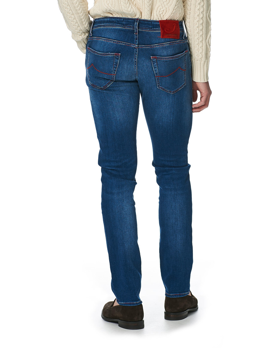 Herre | Jeans | Jacob Cohën | 622 Slim Fit Contrast Stiching Jeans Mid Blue
