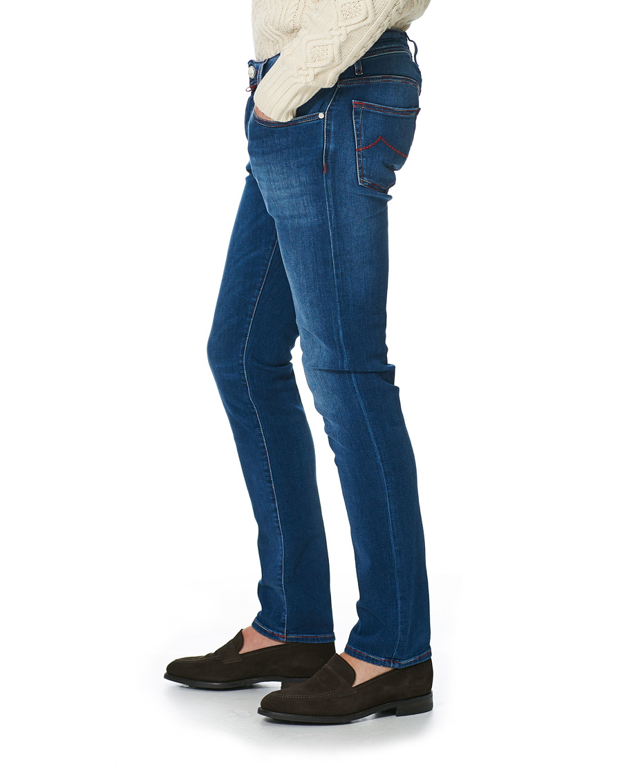 Herre | Jeans | Jacob Cohën | 622 Slim Fit Contrast Stiching Jeans Mid Blue