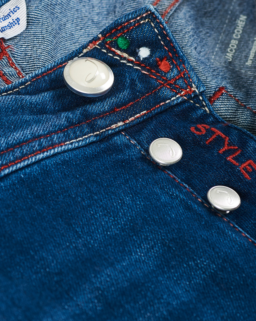 Herre | Jeans | Jacob Cohën | 622 Slim Fit Contrast Stiching Jeans Mid Blue