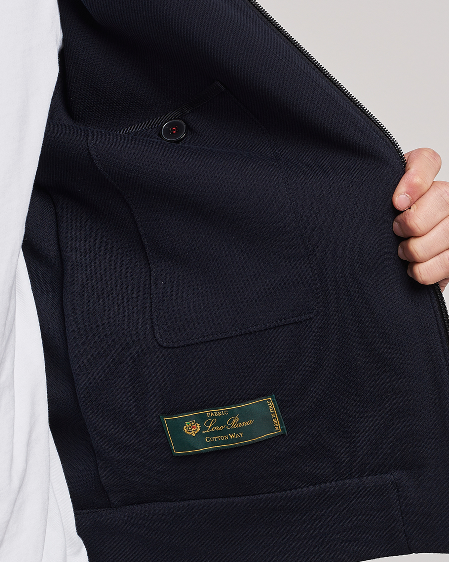 Herre | Jakker | Harris Wharf London | Loro Piana Cavalry Twill Harrington Jacket Dark Blue