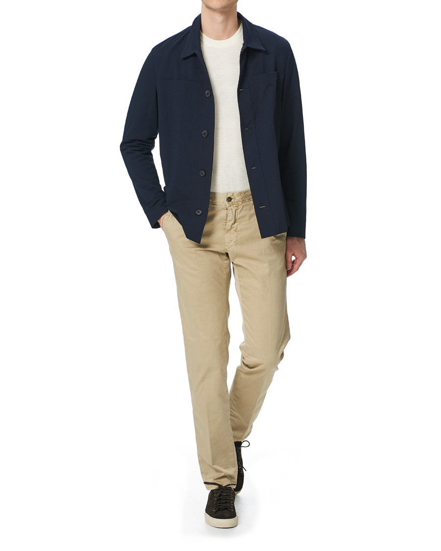 Herre | Skjorter | Harris Wharf London | Cool Max Cotton Seersucker Overshirt Navy