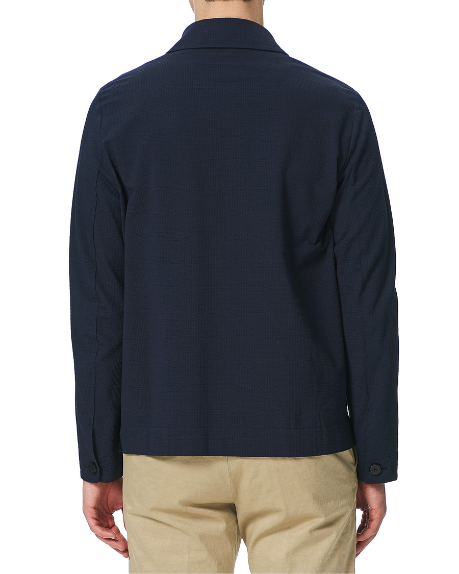 Herre | Skjorter | Harris Wharf London | Cool Max Cotton Seersucker Overshirt Navy
